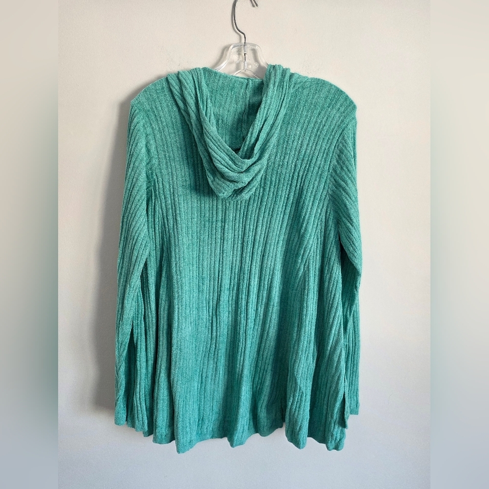 BAREFOOT DREAMS | CozyChic Ultra Lite Namaste Ribbed Hooded Cardigan Sz XL - Picture 3 of 5